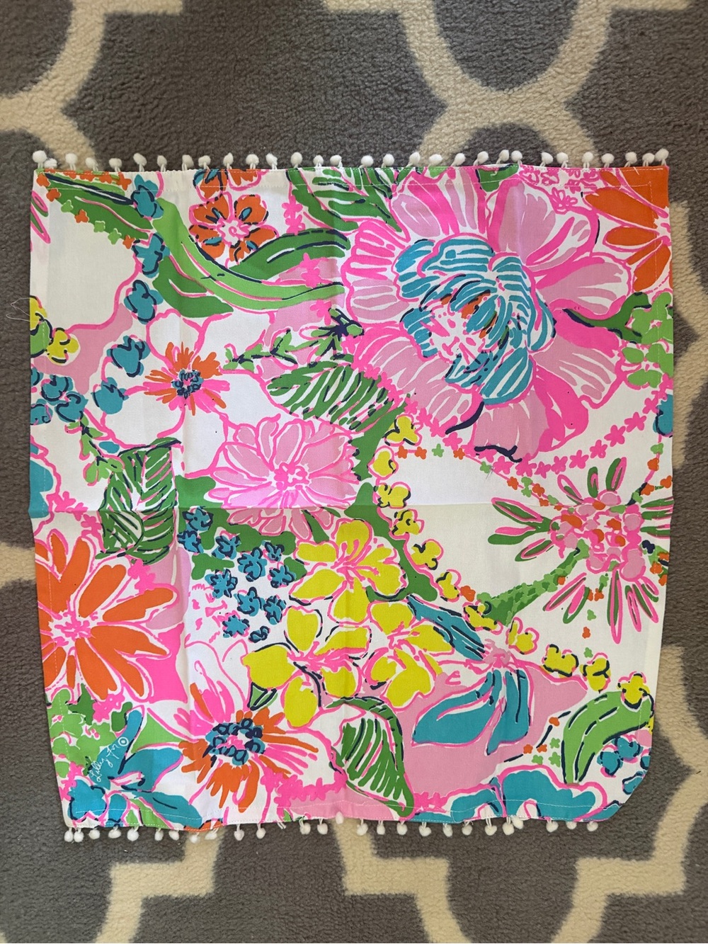 Lilly Pulitzer Pink Multicolor Floral Pom-Pom Curtain Panel